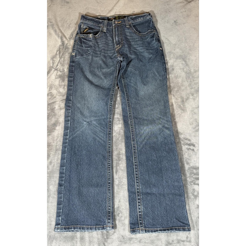 Ariat Jeans Mens 30x32 Blue Rebar M5 Straight Slim Fit Stretch Denim Workwear